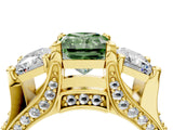 Yellow gold Three-Stone Fancy Green Radiant  Cut Diamond Ring with Channel-Set Band and Four-Prong Setting_70