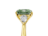 Yellow gold Three-Stone Fancy Green Radiant  Cut Diamond Ring with Pear Side Stones in Four-Prong Setting_114