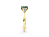 Yellow gold Three-Stone Fancy Green Radiant Cut Diamond Ring with Pear  Side Stones in Four-Prong Setting_14