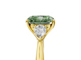 Yellow gold Three-Stone Fancy Green Radiant Cut Diamond Ring with Pear  Side Stones in Four-Prong Setting_53