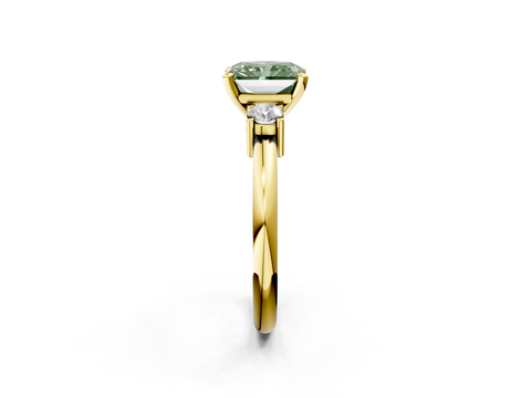 Yellow gold Three-Stone Fancy Green Radiant  Cut Diamond Solitaire with Prong Setting and Classic Band_30