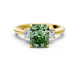 Yellow gold Three-Stone Fancy Green Radiant  Cut Diamond Solitaire with Prong Setting and Classic Band_45