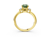 Yellow gold Three-Stone Fancy Green Radiant  Cut Diamond Solitaire with Prong Setting and Classic Band_48