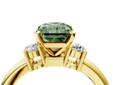 Yellow gold Three-Stone Fancy Green Radiant  Cut Diamond Solitaire with Prong Setting and Classic Band_49