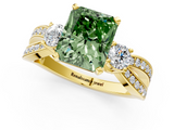 Yellow gold Three-Stone Fancy Green Radiant  Cut Diamond Twist Band with Prong Setting_52