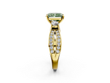 Yellow gold Three-Stone Fancy Green Radiant  Cut Diamond Twist Band with Prong Setting_53