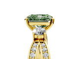 Yellow gold Three-Stone Fancy Green Radiant  Cut Diamond Twist Band with Prong Setting_56