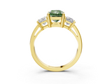 Yellow gold Three-Stone Fancy Green Radiant  Cut Solitaire Ring with Prong Setting_6