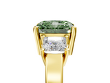 Yellow gold Three-Stone Fancy Green Radiant  Cut Solitaire Ring with Prong Setting_8