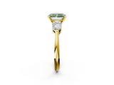 Yellow gold Three-Stone Fancy Green Radiant  Diamond Ring with Pear Side Stones in Four-Prong Setting_77