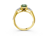 Yellow gold Three-Stone Fancy Green Radiant  Diamond Ring with Pear Side Stones in Four-Prong Setting_78