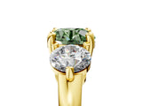 Yellow gold Three-Stone Fancy Green Round  Brilliant Cut Solitaire Ring with Prong Setting on a Classic Band 5