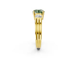 Yellow gold Three-Stone Fancy Green Round Cut Cut Classic Band Prong Setting Ring_2