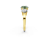 Yellow gold Three-Stone Fancy Green Round Cut Cut Diamond Engagement Ring with Flat Band and Four-Prong Setting_14