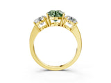 Yellow gold Three-Stone Fancy Green Round Cut Cut Diamond Engagement Ring with Flat Band and Four-Prong Setting_15