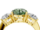 Yellow gold Three-Stone Fancy Green Round Cut Cut Diamond Engagement Ring with Flat Band and Four-Prong Setting_16