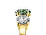 Yellow gold Three-Stone Fancy Green Round Cut Cut Diamond Engagement Ring with Flat Band and Four-Prong Setting_17