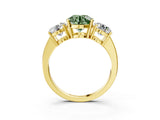 Yellow gold Three-Stone Fancy Green Round Cut Cut Diamond Engagement Ring with Flat Band and Four-Prong Setting_3