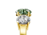 Yellow gold Three-Stone Fancy Green Round Cut Cut Diamond Engagement Ring with Flat Band and Four-Prong Setting_5
