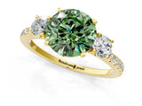 Yellow gold Three-Stone Fancy Green Round Cut Cut Diamond Pavé Band with Prong Setting_40
