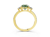 Yellow gold Three-Stone Fancy Green Round Cut Cut Diamond Pavé Band with Prong Setting_42