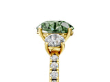 Yellow gold Three-Stone Fancy Green Round Cut Cut Diamond Pavé Band with Prong Setting_44