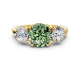 Yellow gold Three-Stone Fancy Green Round Cut Cut Diamond Ring with Channel Set Band and Four-Prong Setting_24