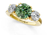 Yellow gold Three-Stone Fancy Green Round Cut Cut Diamond Ring with Channel Set Band and Four-Prong Setting_25