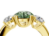 Yellow gold Three-Stone Fancy Green Round Cut Cut Diamond Ring with Channel Set Band and Four-Prong Setting_28