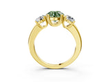 Yellow gold Three-Stone Fancy Green Round Cut Cut Diamond Ring with Channel Set Band and Four-Prong Setting_3
