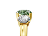 Yellow gold Three-Stone Fancy Green Round Cut Cut Diamond Ring with Channel Set Band and Four-Prong Setting_5