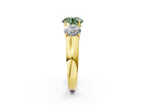 Yellow gold Three-Stone Fancy Green Round Cut Cut Diamond Ring with Prong Setting and Classic Band_2