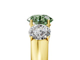 Yellow gold Three-Stone Fancy Green Round Cut Cut Diamond Ring with Prong Setting and Classic Band_5