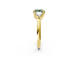 Yellow gold Three-Stone Fancy Green Round Cut Cut Diamond Ring with Trillion Side Stones and Four-Prong Setting_5