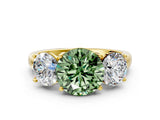 Yellow gold Three-Stone Fancy Green Round Cut Cut Solitaire Ring with Classic Prong Setting