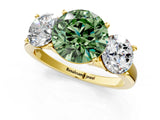 Yellow gold Three-Stone Fancy Green Round Cut Cut Solitaire Ring with Classic Prong Setting_1
