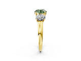 Yellow gold Three-Stone Fancy Green Round Cut Cut Solitaire Ring with Classic Prong Setting_2