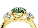 Yellow gold Three-Stone Fancy Green Round Cut Cut Solitaire Ring with Classic Prong Setting_4