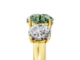 Yellow gold Three-Stone Fancy Green Round Cut Cut Solitaire Ring with Classic Prong Setting_5