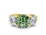 Yellow gold Three-Stone Fancy Green Round Cut Diamond Braided Band Ring with Four-Prong Setting_40