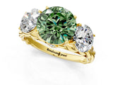 Yellow gold Three-Stone Fancy Green Round Cut Diamond Braided Band Ring with Four-Prong Setting_41