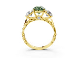 Yellow gold Three-Stone Fancy Green Round Cut Diamond Braided Band Ring with Four-Prong Setting_43