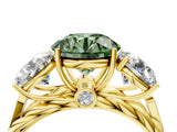 Yellow gold Three-Stone Fancy Green Round Cut Diamond Braided Band Ring with Four-Prong Setting_44