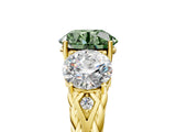 Yellow gold Three-Stone Fancy Green Round Cut Diamond Braided Band Ring with Four-Prong Setting_45