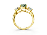 Yellow gold Three-Stone Fancy Green Round Cut Diamond Channel Set Engagement Ring with Prong Setting_3
