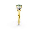 Yellow gold Three-Stone Fancy Green Round Cut Diamond Engagement Ring with Prong Setting_5