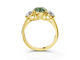 Yellow gold Three-Stone Fancy Green Round Cut Diamond Engagement Ring with Prong Setting_6