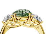 Yellow gold Three-Stone Fancy Green Round Cut Diamond Engagement Ring with Prong Setting_7