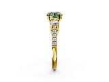 Yellow gold Three-Stone Fancy Green Round  Cut Diamond Pavé Band with Four-Prong Setting_30