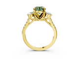 Yellow gold Three-Stone Fancy Green Round  Cut Diamond Pavé Band with Four-Prong Setting_31